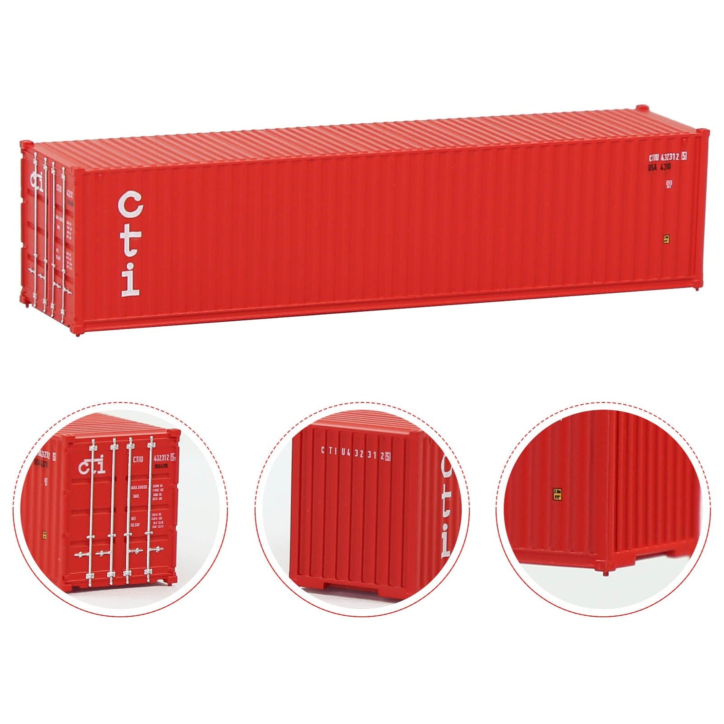 Evemodel Container 1 Unit N Scale 1:160 40ft Shipping Container 40' Cargo Box with Magnets C15008