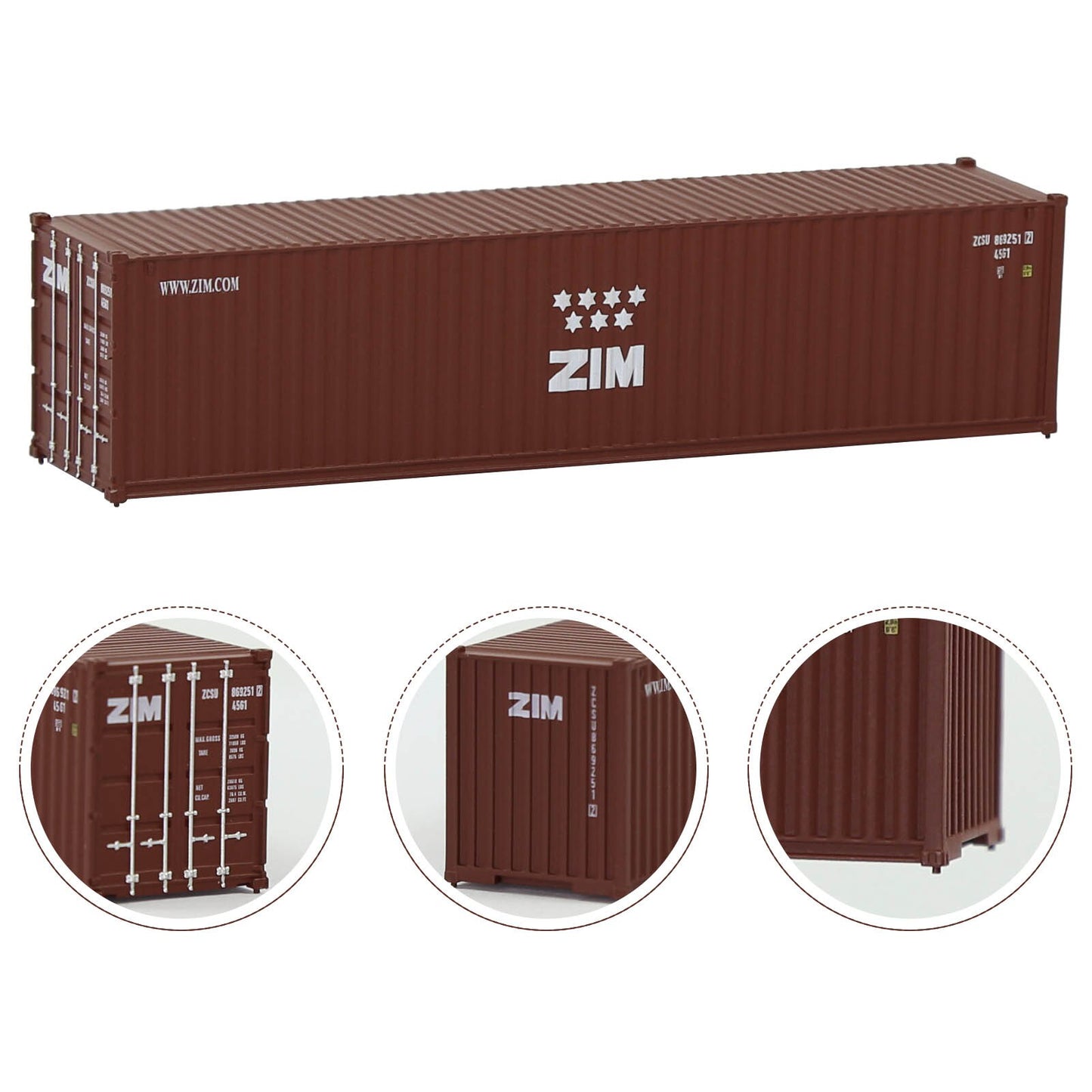Evemodel Container 1 Unit N Scale 1:160 40ft Shipping Container 40' Cargo Box with Magnets C15008