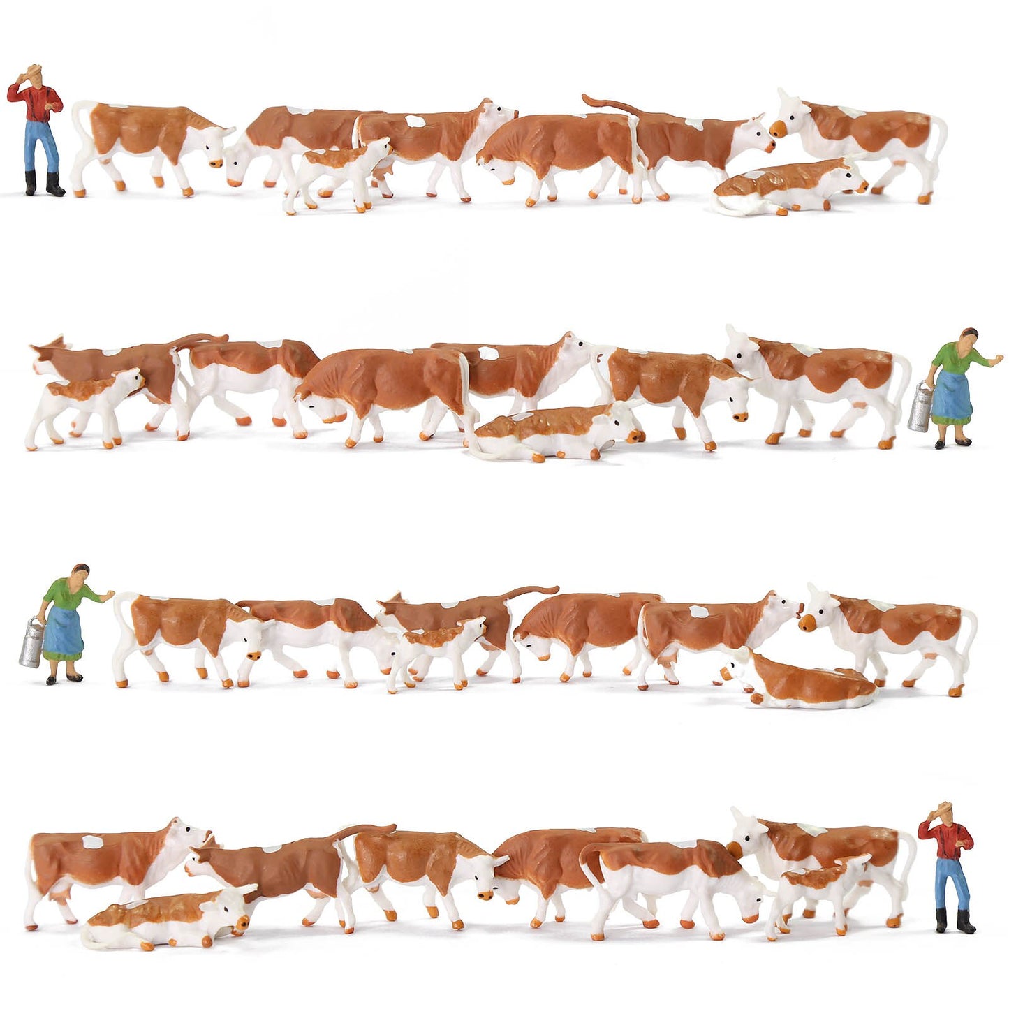 Evemodel 36pcs Model Trains HO Scale 1:87 Model Horses Cows Farm Animals with Model Figures