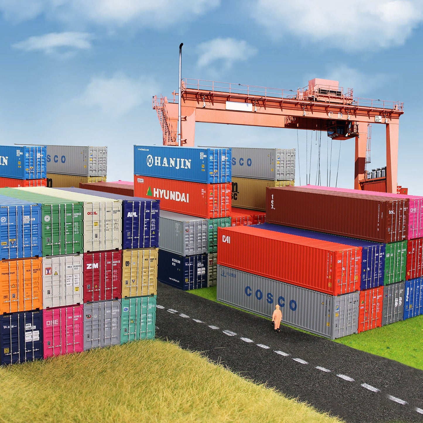 Evemodel 3pcs Mixed HO Scale 40ft Containers 1:87 40' Shipping Cargo Box C8746