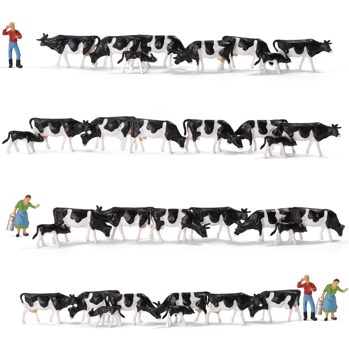 Evemodel 36pcs Model Trains HO Scale 1:87 Model Horses Cows Farm Animals with Model Figures
