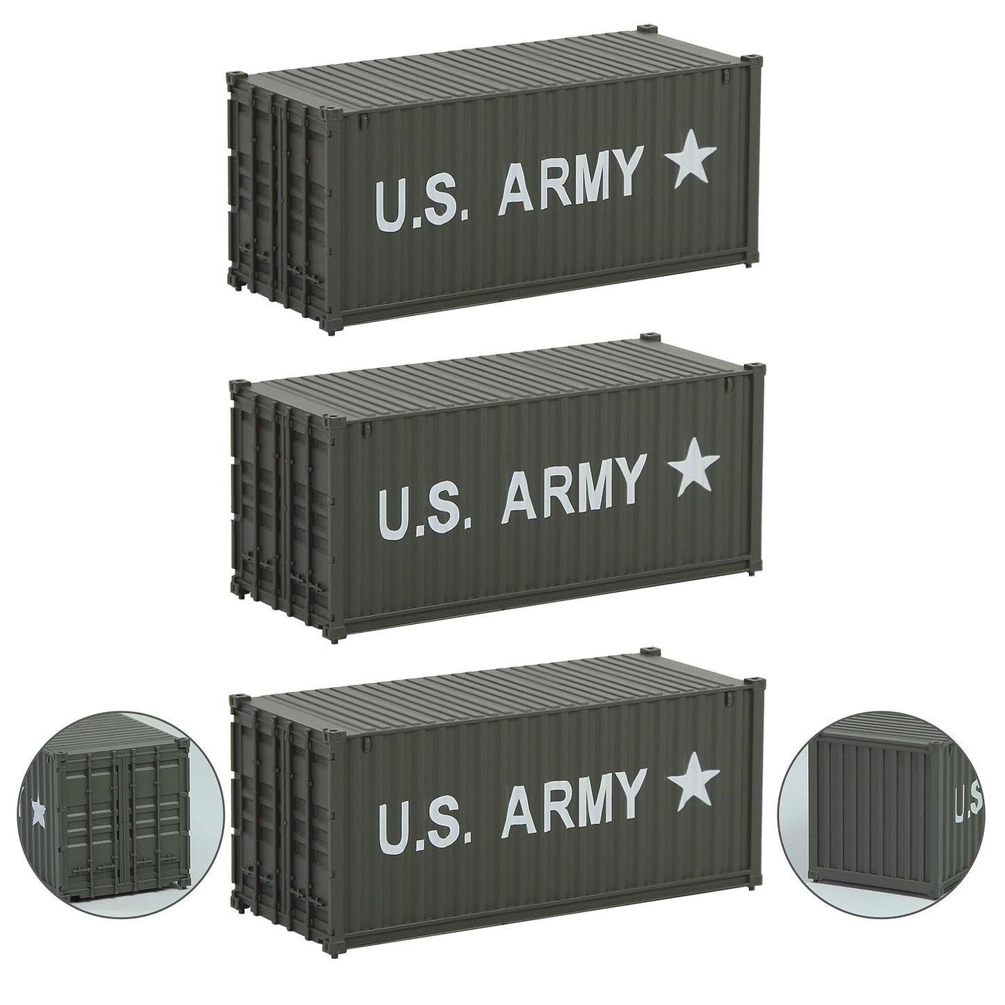 Evemodel 3pcs Model Railway Layout HO Scale 1:87 20ft Contaniers 20' Cargo Box C8726