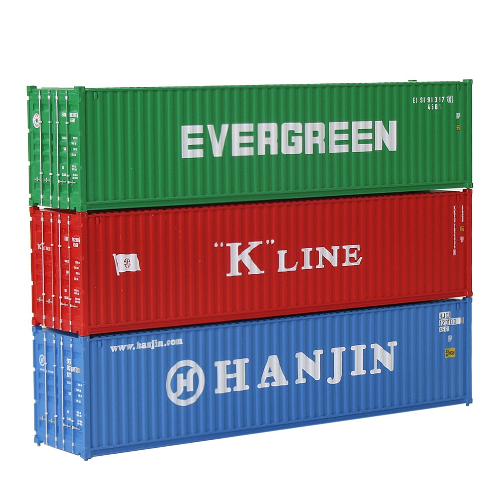Evemodel 3pcs Mixed HO Scale 40ft Containers 1:87 40' Shipping Cargo Box C8746