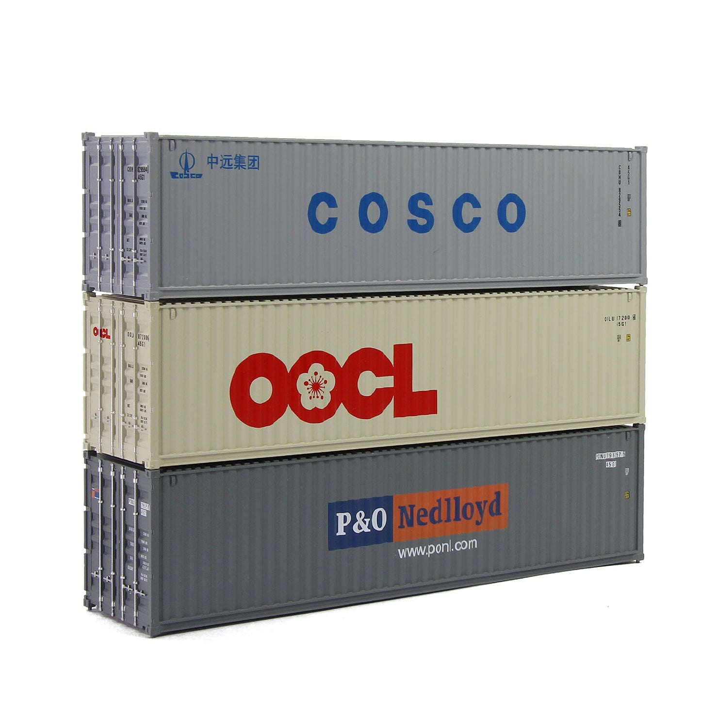 Evemodel 3pcs Mixed HO Scale 40ft Containers 1:87 40' Shipping Cargo Box C8746