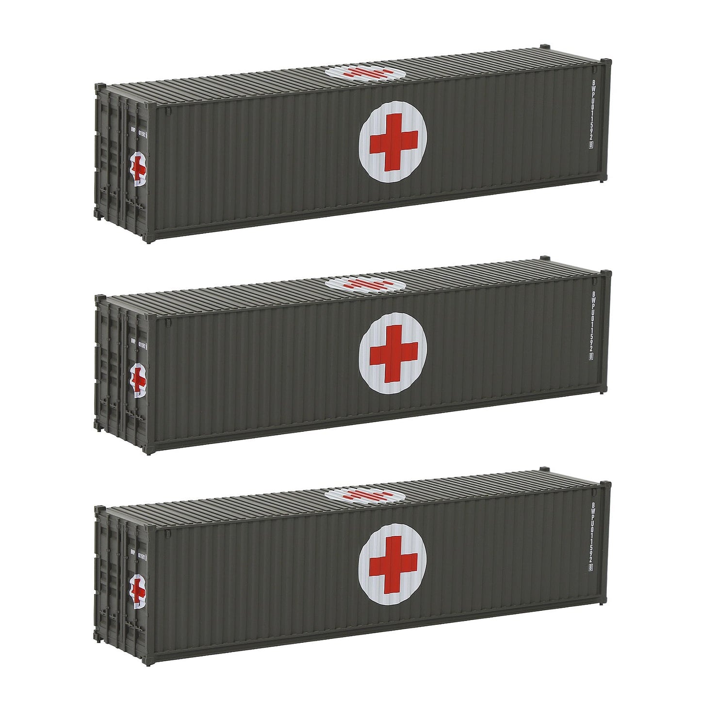 Evemodel 3pcs Same HO Scale 1:87 40ft Shipping Containers 40' Cargo Box Different Road Name C8746