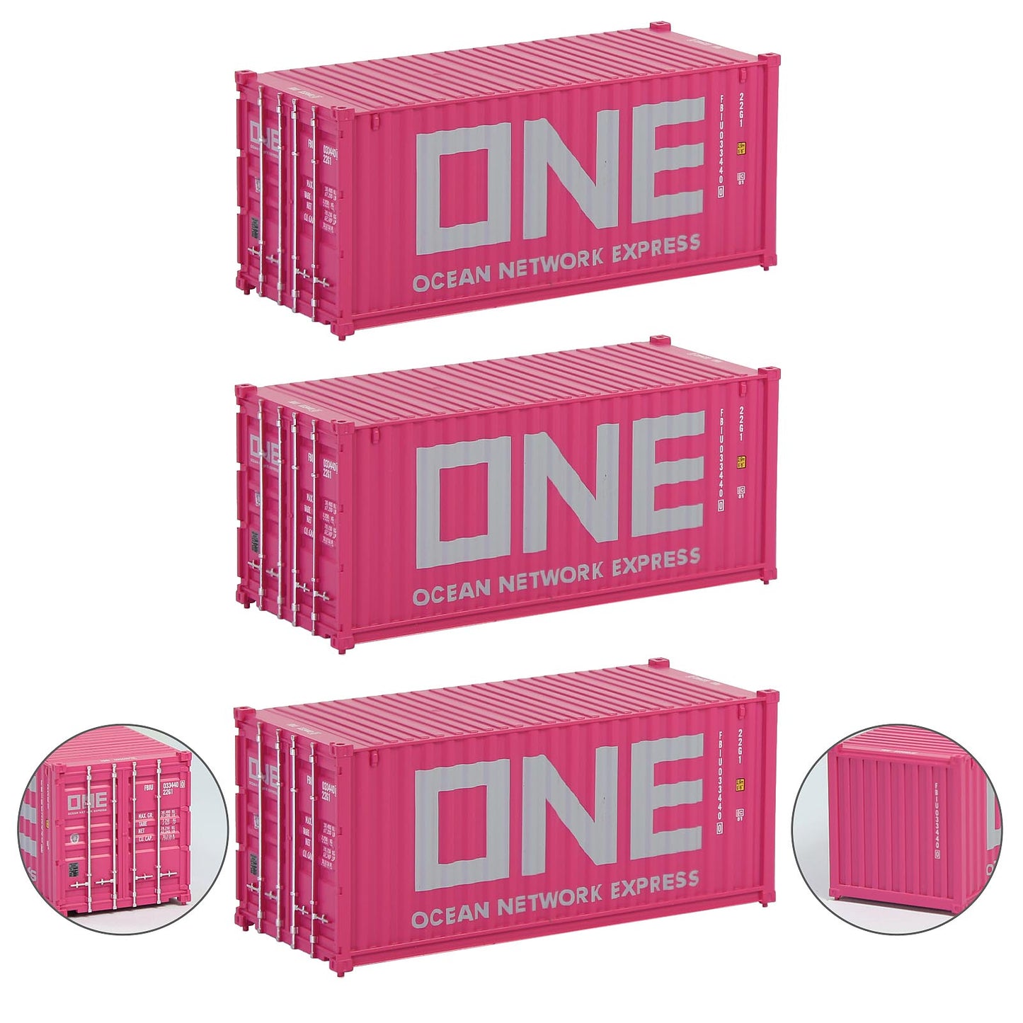 Evemodel 3pcs Model Railway Layout HO Scale 1:87 20ft Contaniers 20' Cargo Box C8726