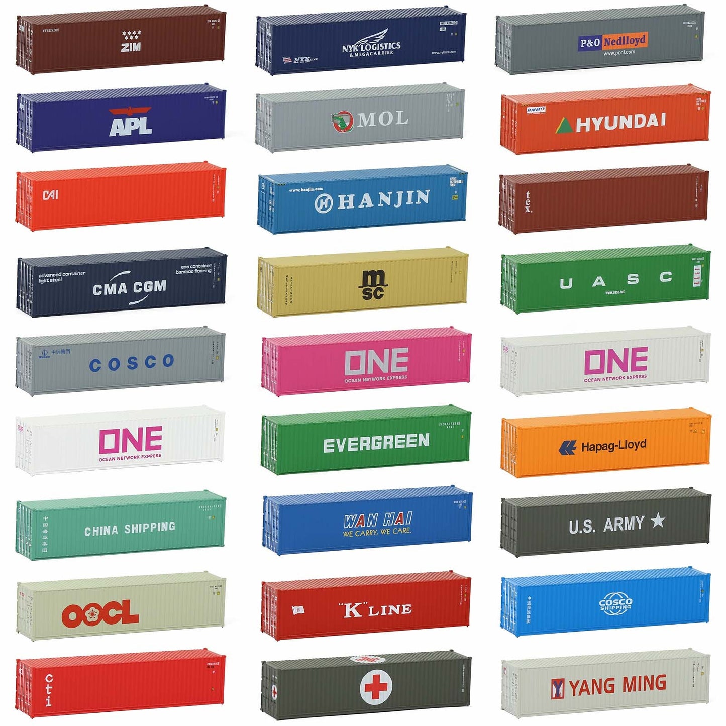 Evemodel Container 1 Unit N Scale 1:160 40ft Shipping Container 40' Cargo Box with Magnets C15008