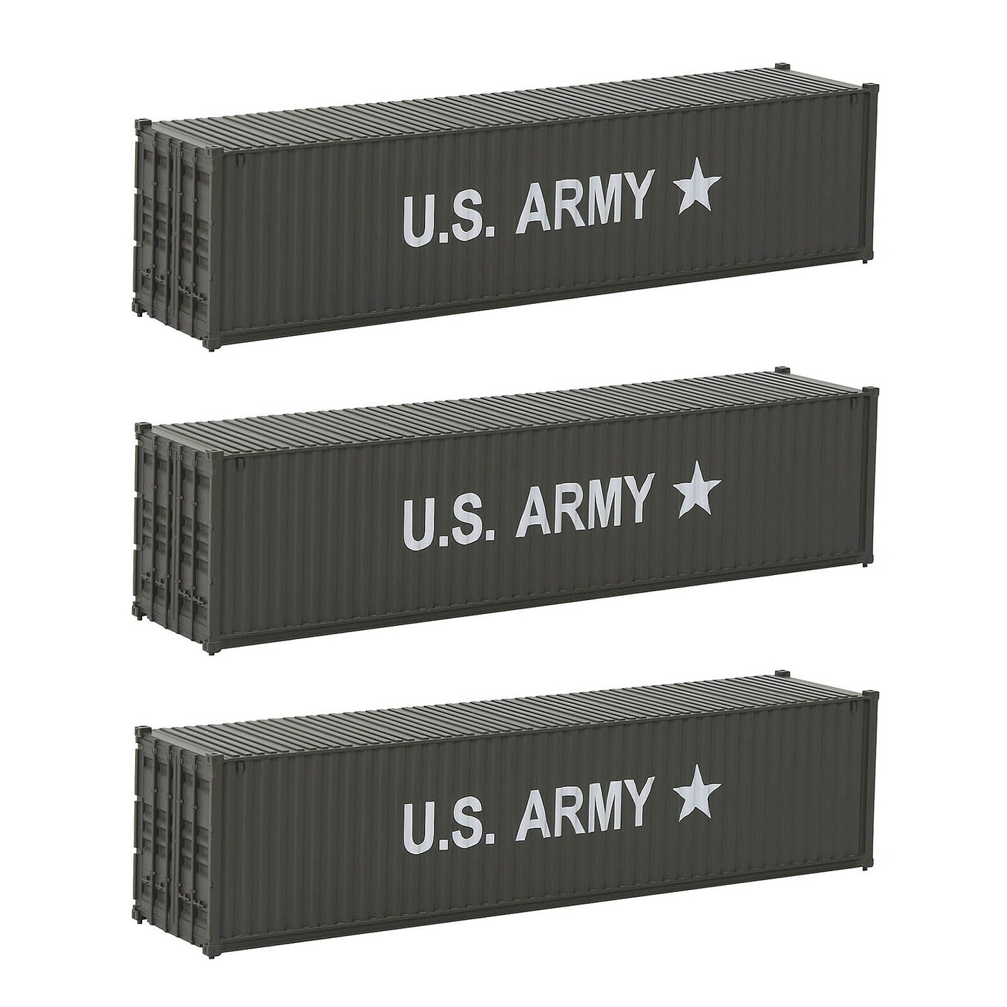 Evemodel 3pcs Same HO Scale 1:87 40ft Shipping Containers 40' Cargo Box Different Road Name C8746