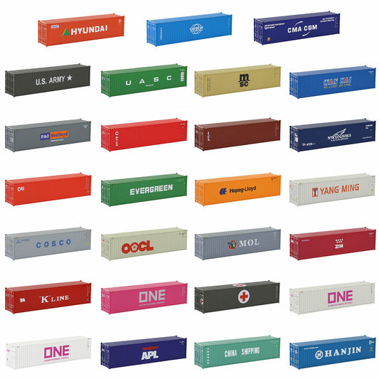Evemodel 3pcs Mixed HO Scale 40ft Containers 1:87 40' Shipping Cargo Box C8746