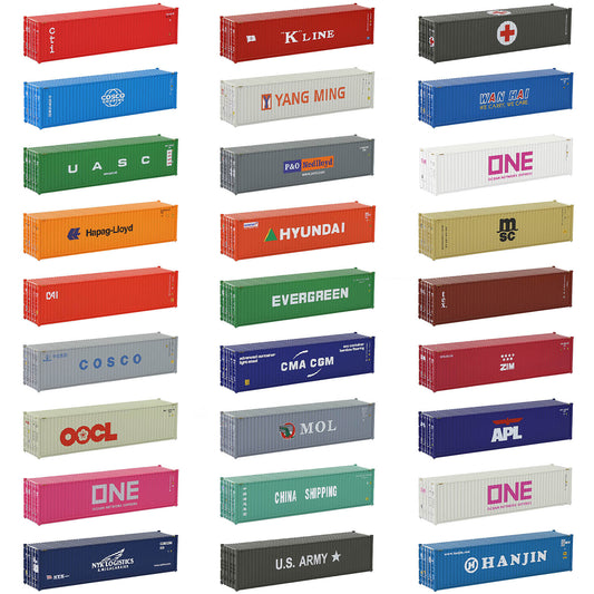 Evemodel 3pcs Same HO Scale 1:87 40ft Shipping Containers 40' Cargo Box Different Road Name C8746