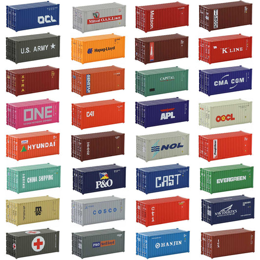 Evemodel 3pcs Model Railway Layout HO Scale 1:87 20ft Contaniers 20' Cargo Box C8726