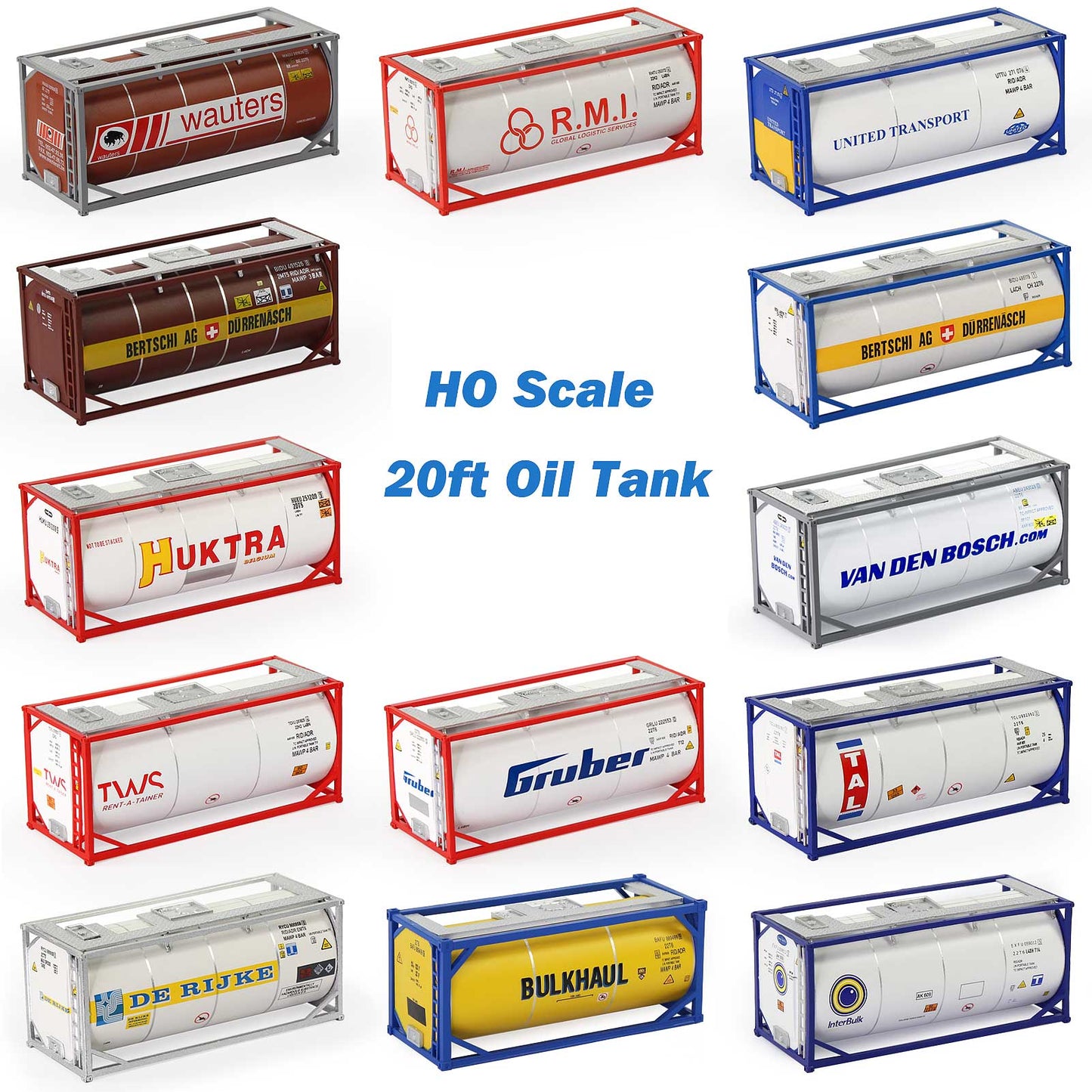 Evemodel C8723 2pcs HO Scale 1:87 20ft Oil Tank Shipping Container